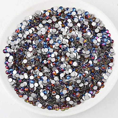 Image of Beadsland Flat Back Crystal Rhinestones,Blue Volcano, SS20, 1440pcs | Round Glass Gems, 4.6-4.8mm, for Nail Art Craft, Glue Fix