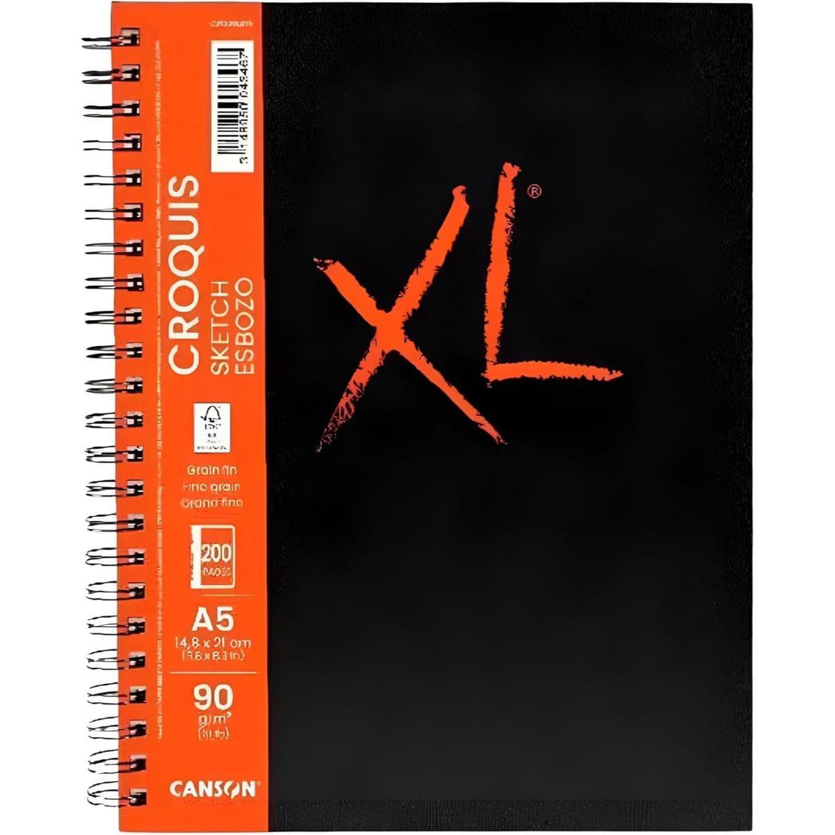 CANSON - XL Art Book - Papier Croquis - Grain Fin - 90g/​m² - Carnet Spiralé - A5-​14 -​8x21cm - Ivoire - 200 pages