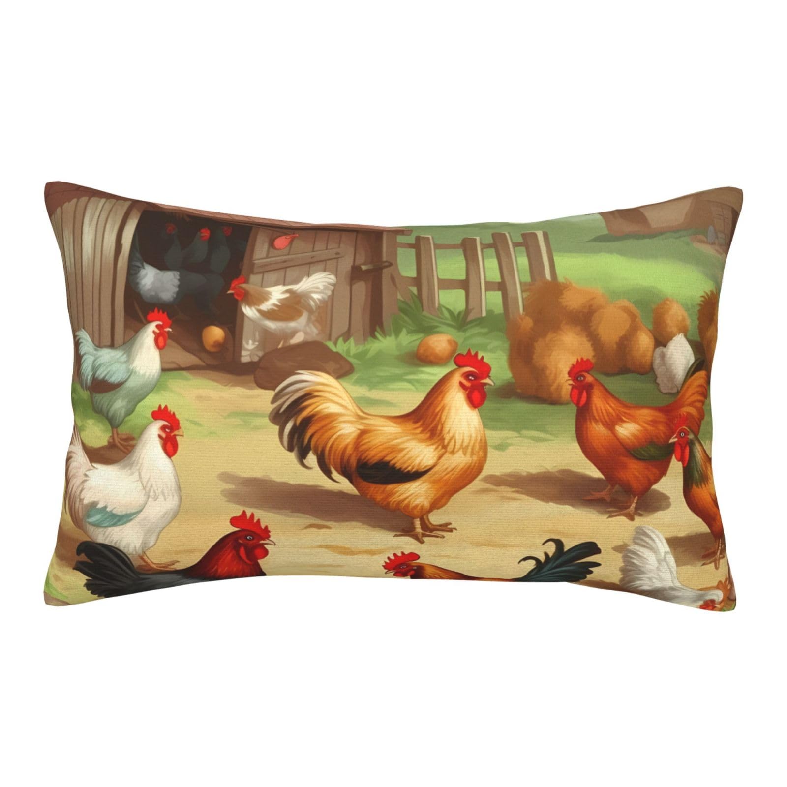 Velvet Pillowcases 14"x20" Ultra Soft Breathable Pillow Cases, Luxury Fuzzy Throw Pillow Covers with Zipper, Roast Chicken Hen Farm Pillow Shams All Seasons Decorative Cushion Cases for Couch