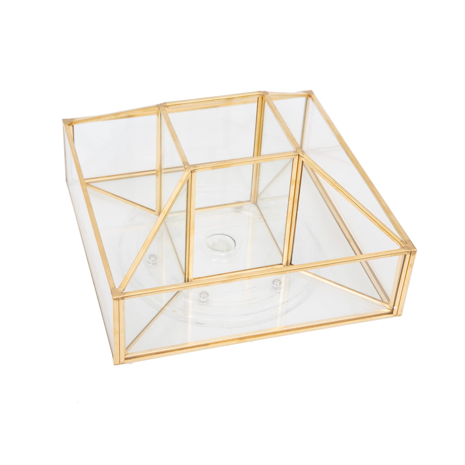 HARLIANGXY Obracany o 360° organizer na kosmetyki, szklany organizer na kosmetyki, organizer na szminki, organizer na kosmetyki, obracany, złoty uchwyt na pędzle do makijażu, do łazienki, sypialni