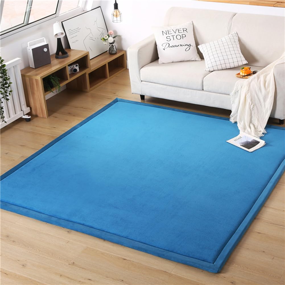 Large Baby Play Mat, Soft Playmat for Baby's Crawling, Tummy Time, Thick Activity Floor Mat for Children, Toddlers & Infant, Crawling Mat for Floor in Bedroom, Playroom, Turquoise Blue, 200×220×3cm