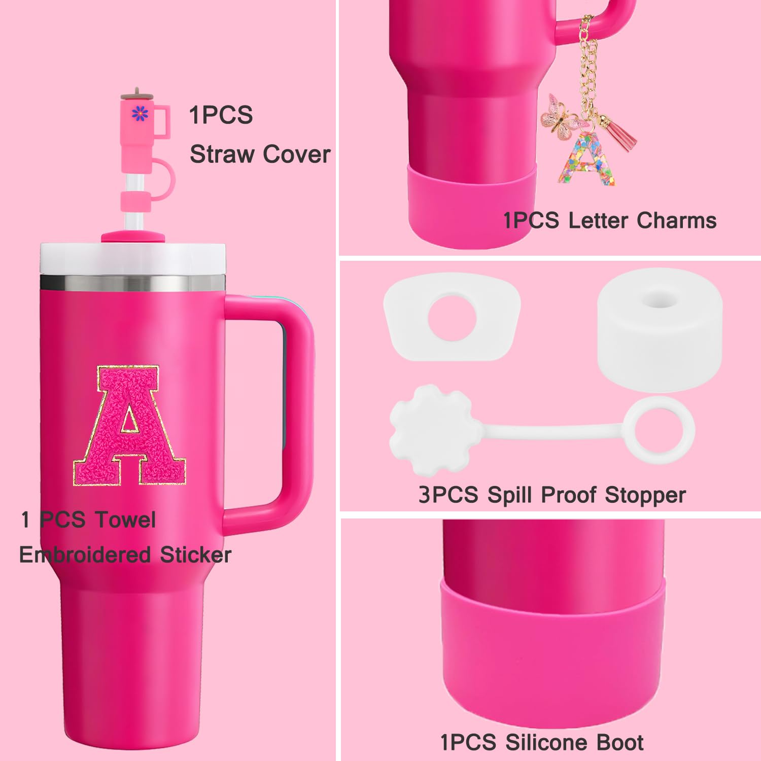 Stanley Cup Accessories Set - Straw Covers, Boot, Charms & Stoppers For 30oz/40oz Tumblers