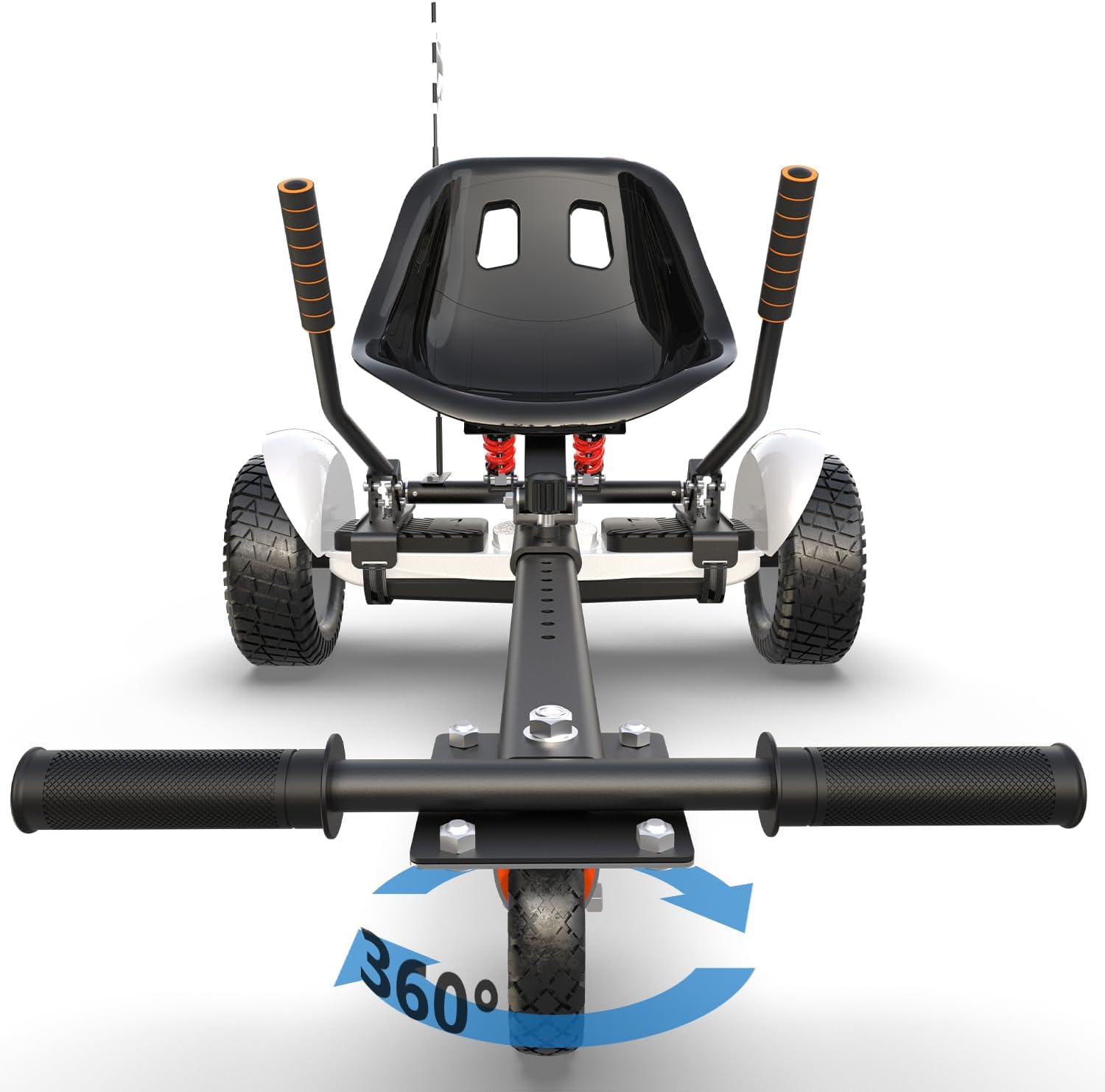 G-CYCLE Hoverboard Attachment with Rear Shock Absorption, Hoverboard Go Kart Accessory for 6.5" 8" 10" Hover Board, Adjustable Frame Length & Off-Road Rubber Wheel(Without Hoverboard)