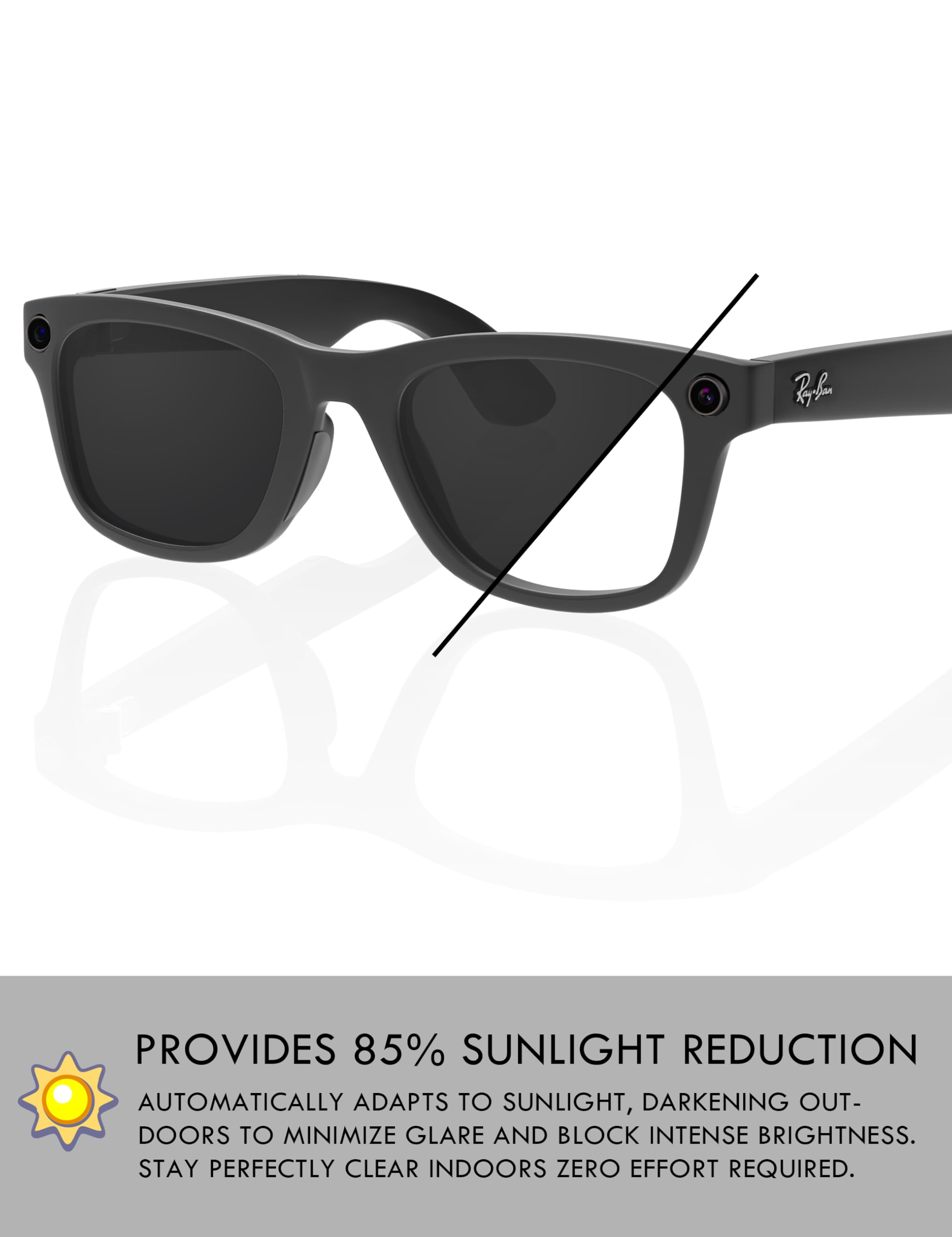 Raydi Lenti di ricambio in policarbonato resistenti agli urti compatibili con Ray-Ban Meta Skyler RW4010 52 mm, lenti per occhiali da sole, fotocromatiche trasparenti, non polarizzate
