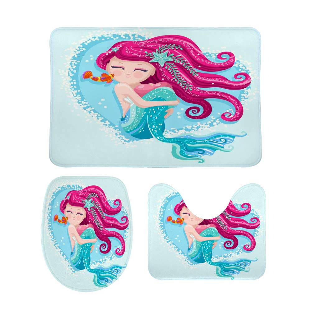 Tapis de toilette antidérapants CHEHONG motif sirène ultra absorbants