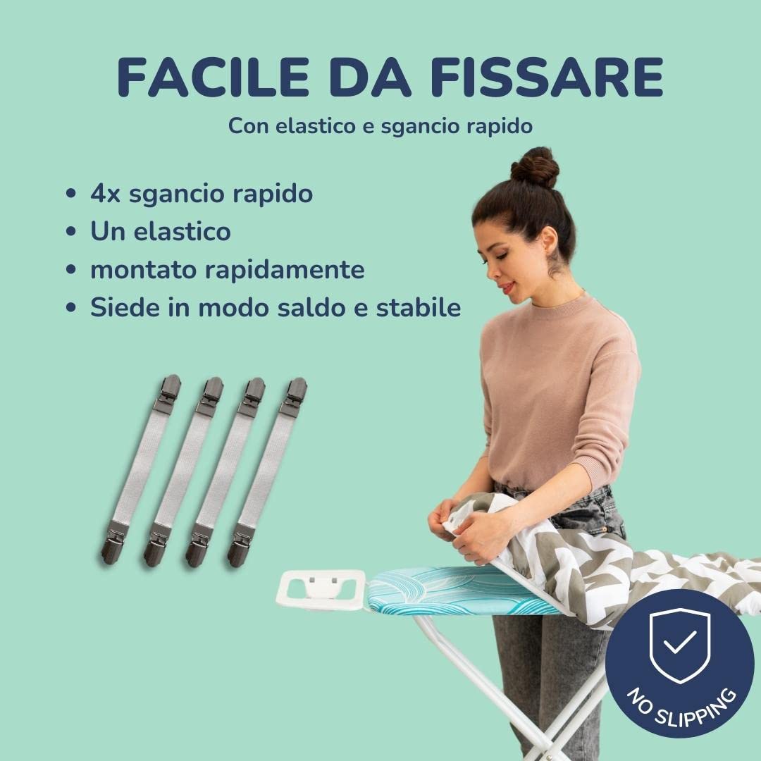 Copriasse da Stiro Cotone Universale - Copertura Asse da Stiro con Imbottitura Speciale per una Facile Stiratura - Extra Panno Protettivo per Indumenti Delicati
