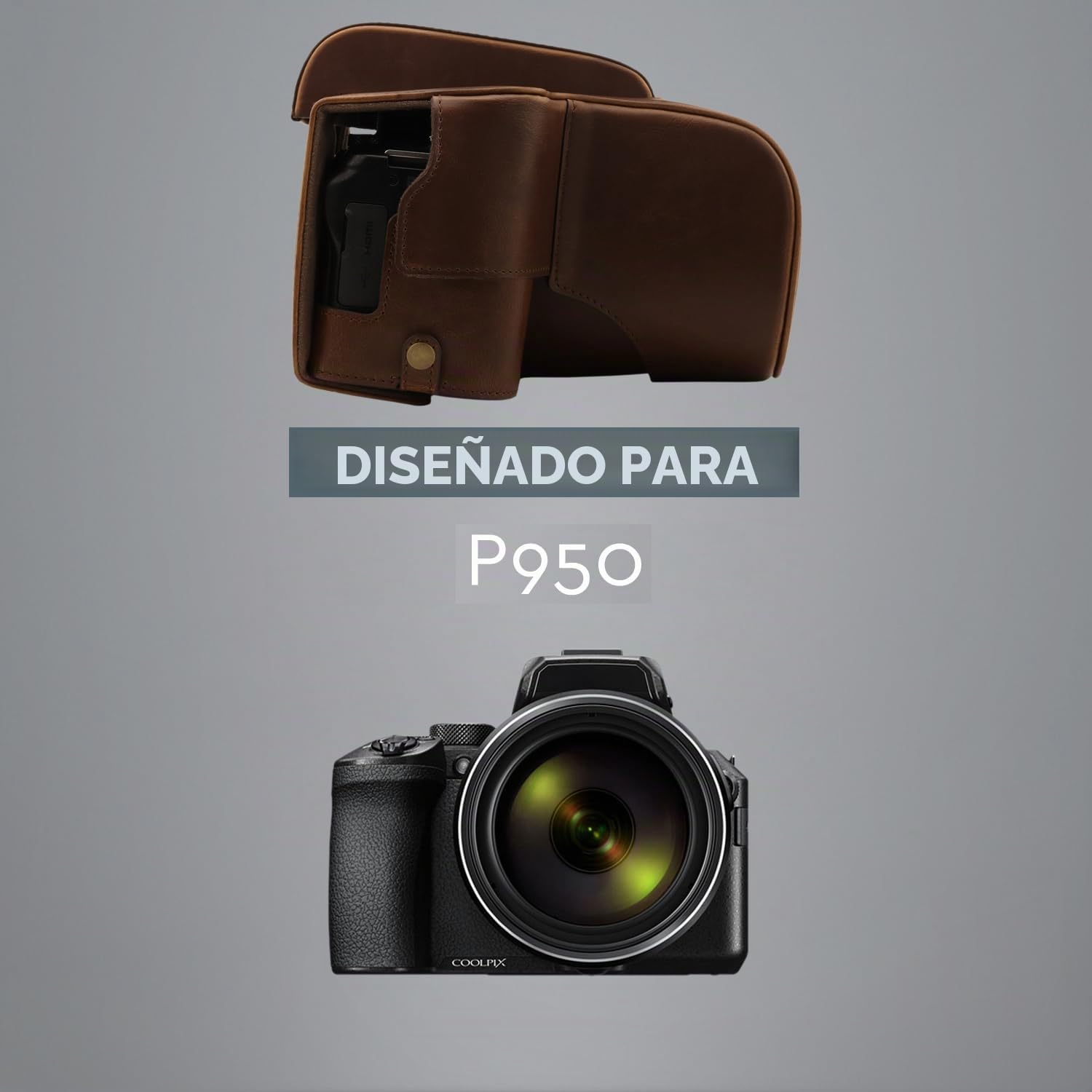 MegaGear Funda de ecopiel Compatible con Nikon Coolpix P950