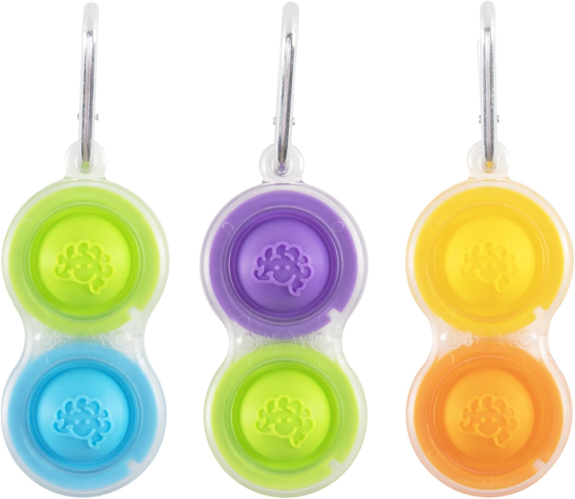 Fat Brain Toys Simpl Dimpl Clear 3 Pack - Popping Fidget Keychains, Kids & Adults