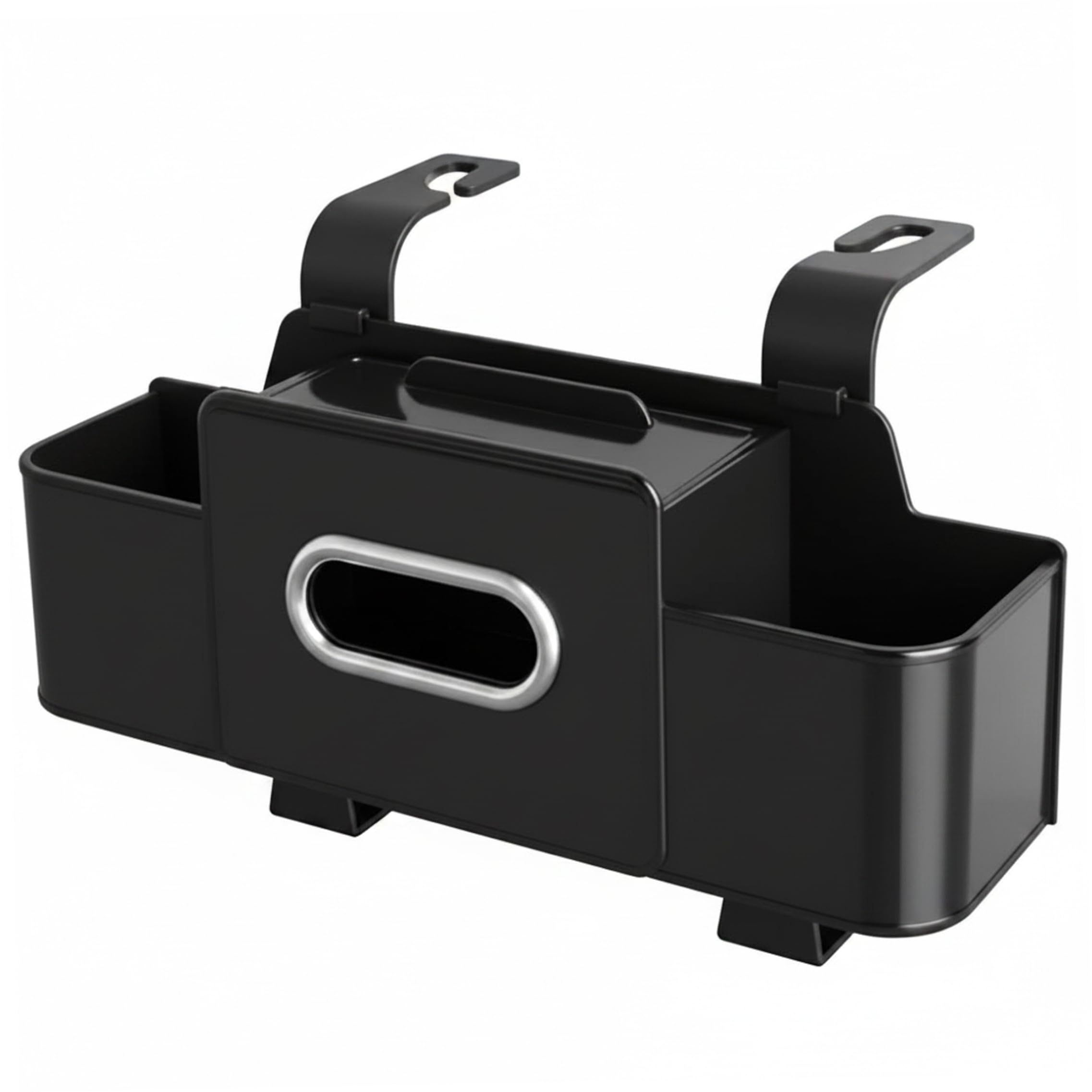 Car Seat Organizer, Car Seat Organizer Back - Multifunctional Back Caddy With Tissue Holder, Cup Holder, Phone Stand & Hooks, Black Abs & Leather