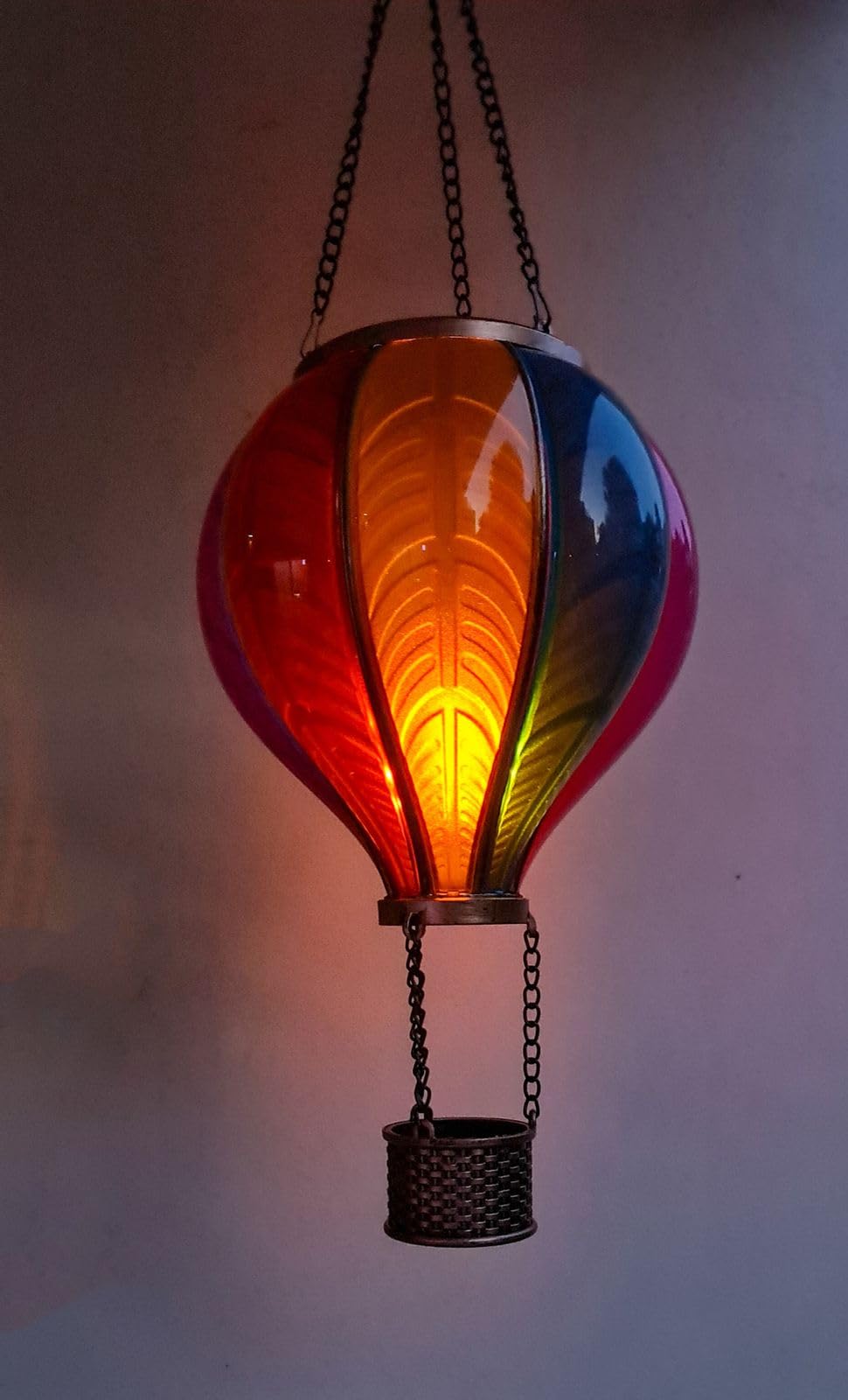 formano Zestaw 2 szt. zawieszek na balon solarny z efektem płomienia 20 x 36 cm akryl metal kolorowy I dekoracja ogrodowa lampa solarna przezroczyste oświetlenie ogrodowe dekoracja zewnętrzna figurka