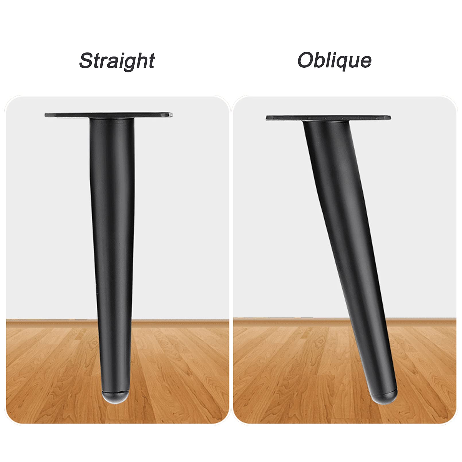 Set di 4 Gambe per mobili in Metallo Nero per Mobile TV Fai da Te, Divano Letto Moderno, tavolino da caffè, capacità di carico 800 kg (Obliquo 55 cm)