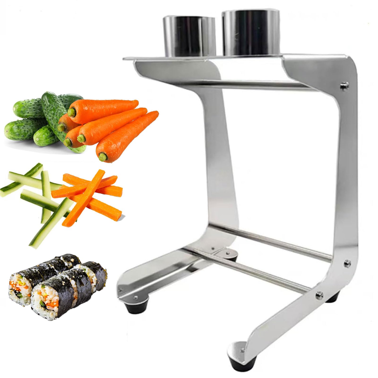 Cortador manual de verduras de acero inoxidable, máquina manual de zanahoria y pepino con 2 cuchillas, corte rápido para ensaladas y preparación de cocina