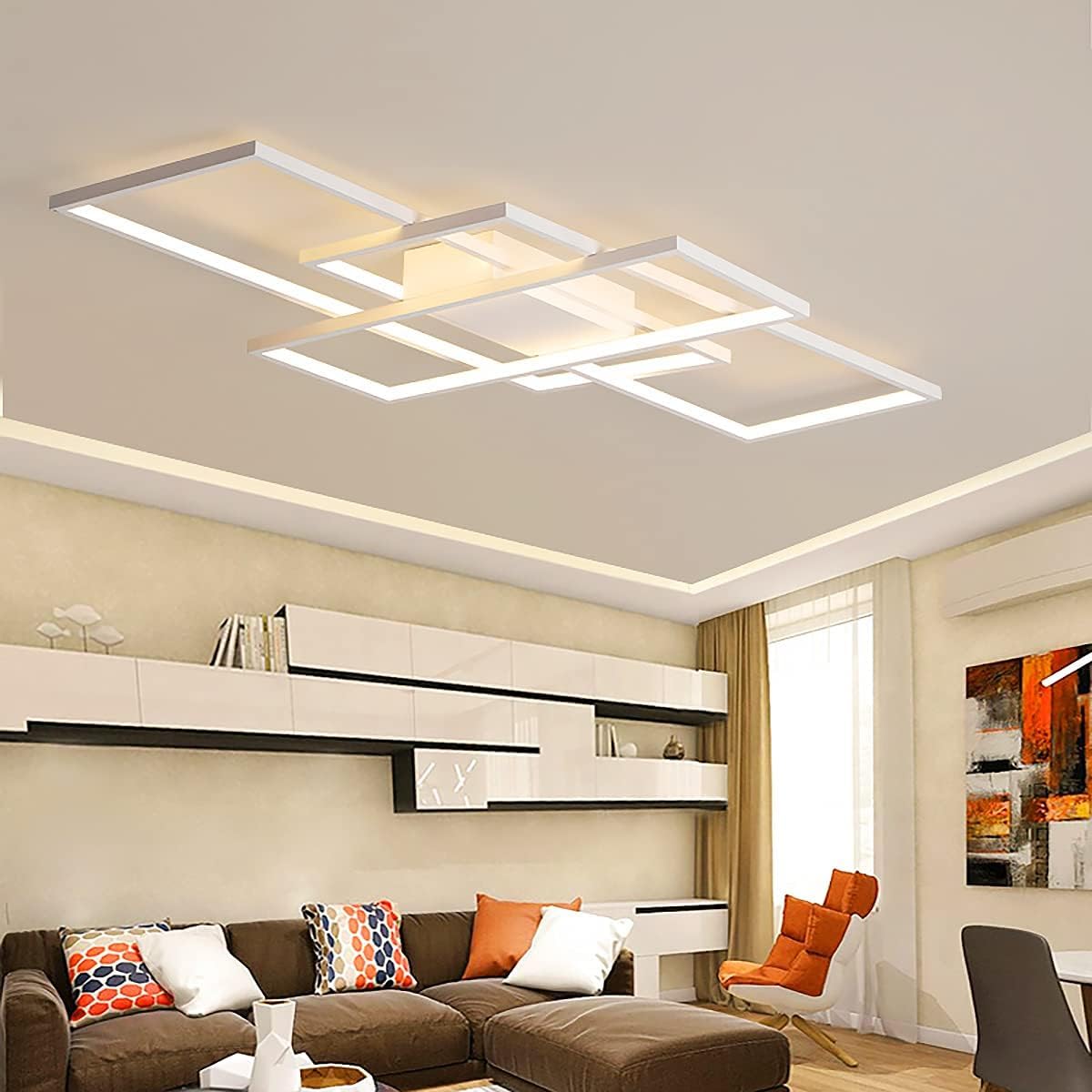 Rettangolo plafoniera LED soffitto, Dimmerabile plafoniera LED Telecomando Lampada,Plafoniere da Ufficio Luce Soffitto per Camera da Letto, Cucina, Soggiorno, Balcone,Bianca,110 * 60CM/95W