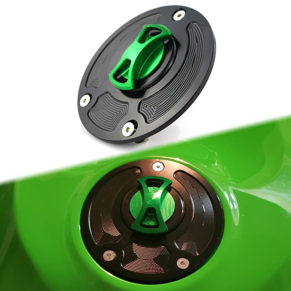 Xitomer CNC Aluminum Billet Fuel Tank Cap, Fit for Z1000 2007-18/ Z800 2013-18/ ER650 ER-6N ER-6F Ninja 650 2006-2013/ VERSYS 650 KLE650 2007-18/ VERSYS1000 2012-18, Gas Cover (Green)