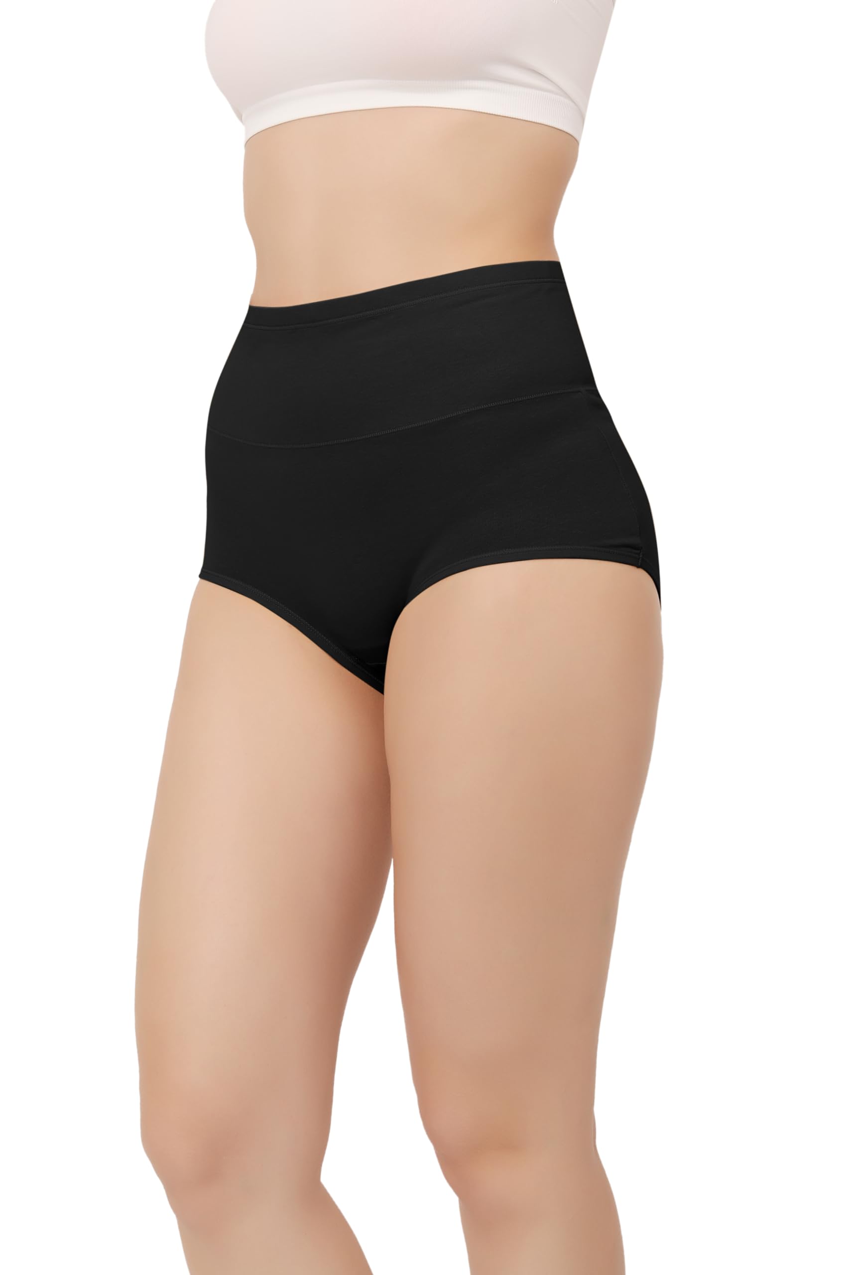 Fabluk® Super High-Waisted Organic Cotton Underwear for Women - Comfort Meets Style | Full Coverage Brief Panty | Postpartum, Home, Leisure & Party