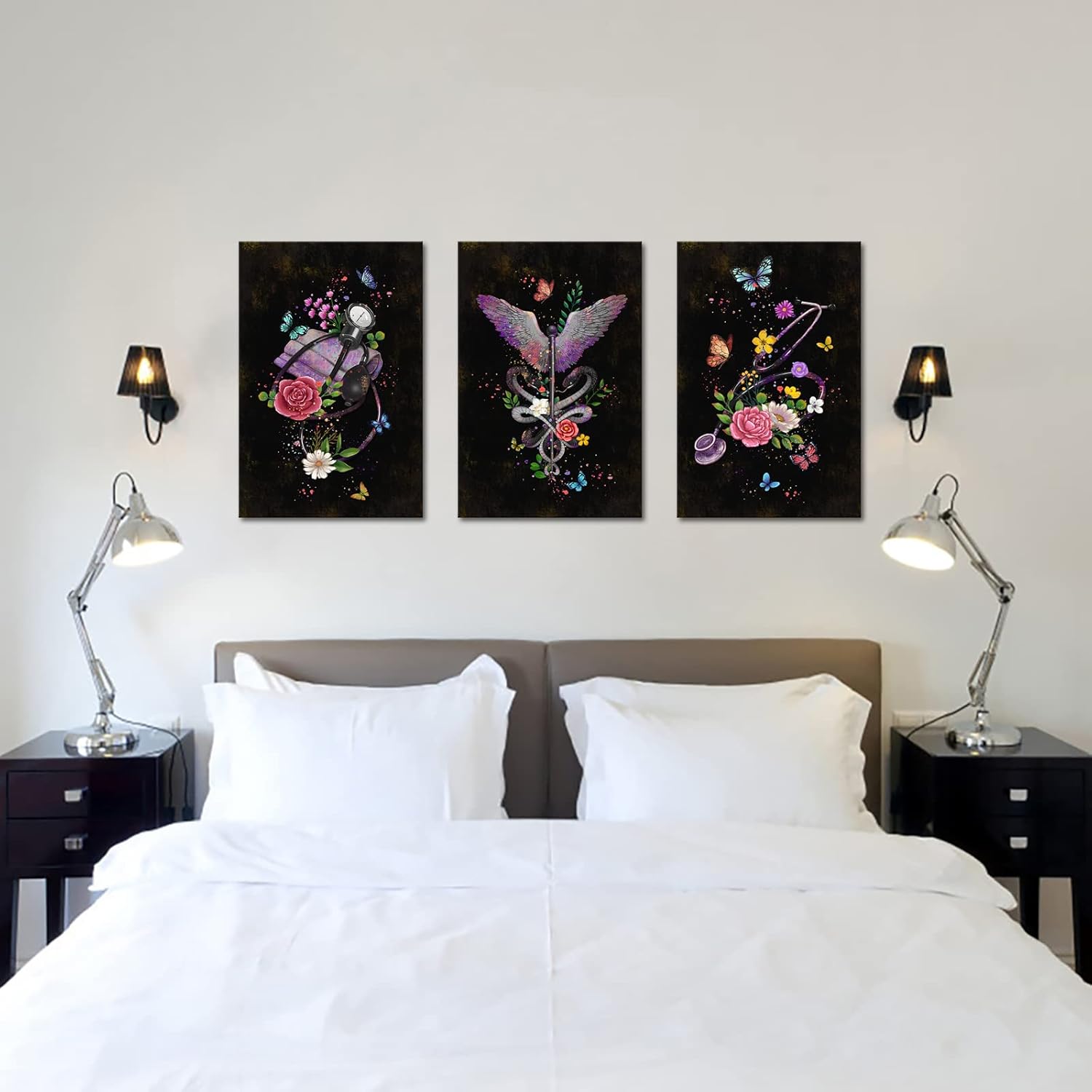 Conipit Medical Office Wall Art Stethoscope Canvas Picture Medical Instruments with Snake Butterfly Flower Artwork for Hospital Clinic Wall Decor Doctor Present Nurse Day Gifts (Large) - Image 4