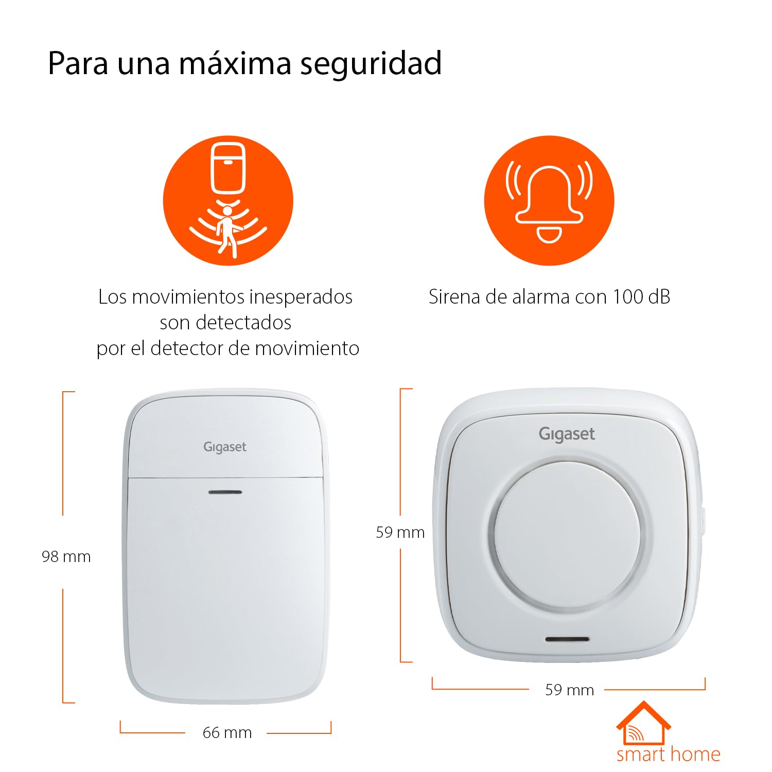 Gigaset Alarm System S - Sistema de alarma Smart Home para hogares con estación base, sensor de puerta, detector de movimiento y sirena de alarma - control por app, blanco