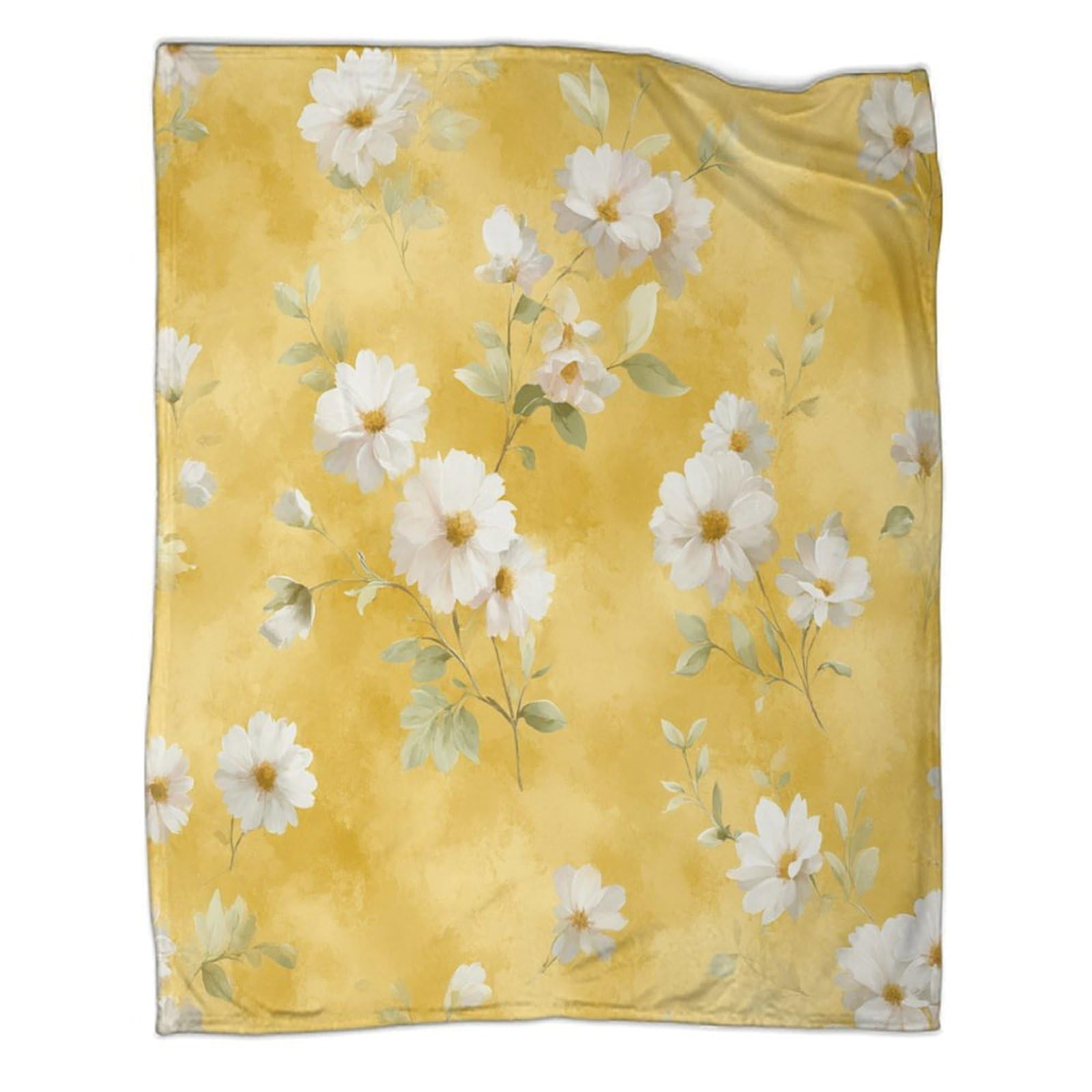 kaiyun Yellow And White Daisy Pattern Patterned Throw Warm for Camping Outdoor Lightweight for Sofa Bed 50x60inch(127x152cm)