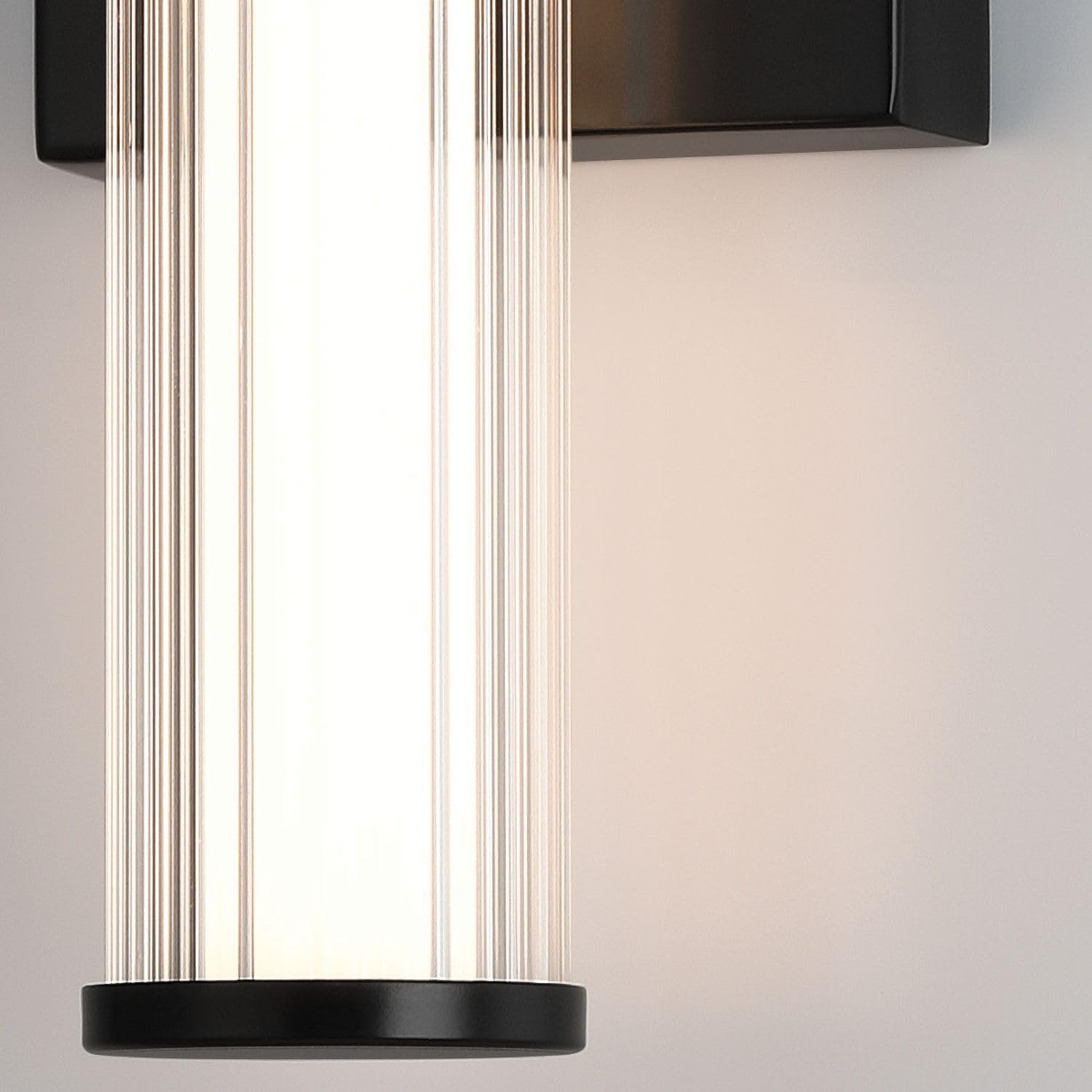 Licht-Erlebnisse LED Wandleuchte Bad IP44 35.5 cm hoch Schwarz Glas Metall 3000 K 985 lm Vintage Design Badezimmerleuchte Wandlampe Spiegel