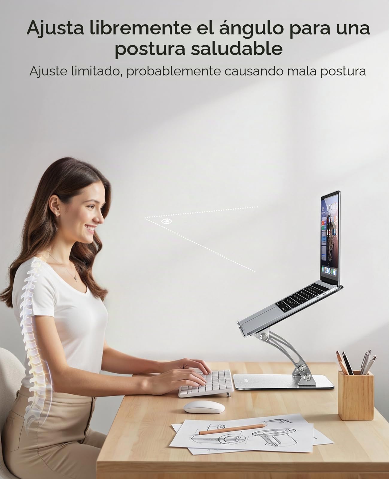 Nulaxy Soporte Portátil Ordenador, Ergonómico Laptop Stand, Soporte Ajustable para Portátil de Aluminio Compatible con MacBook, Air Pro y Otras Computadoras Portátiles de 10-17 Pulgadas
