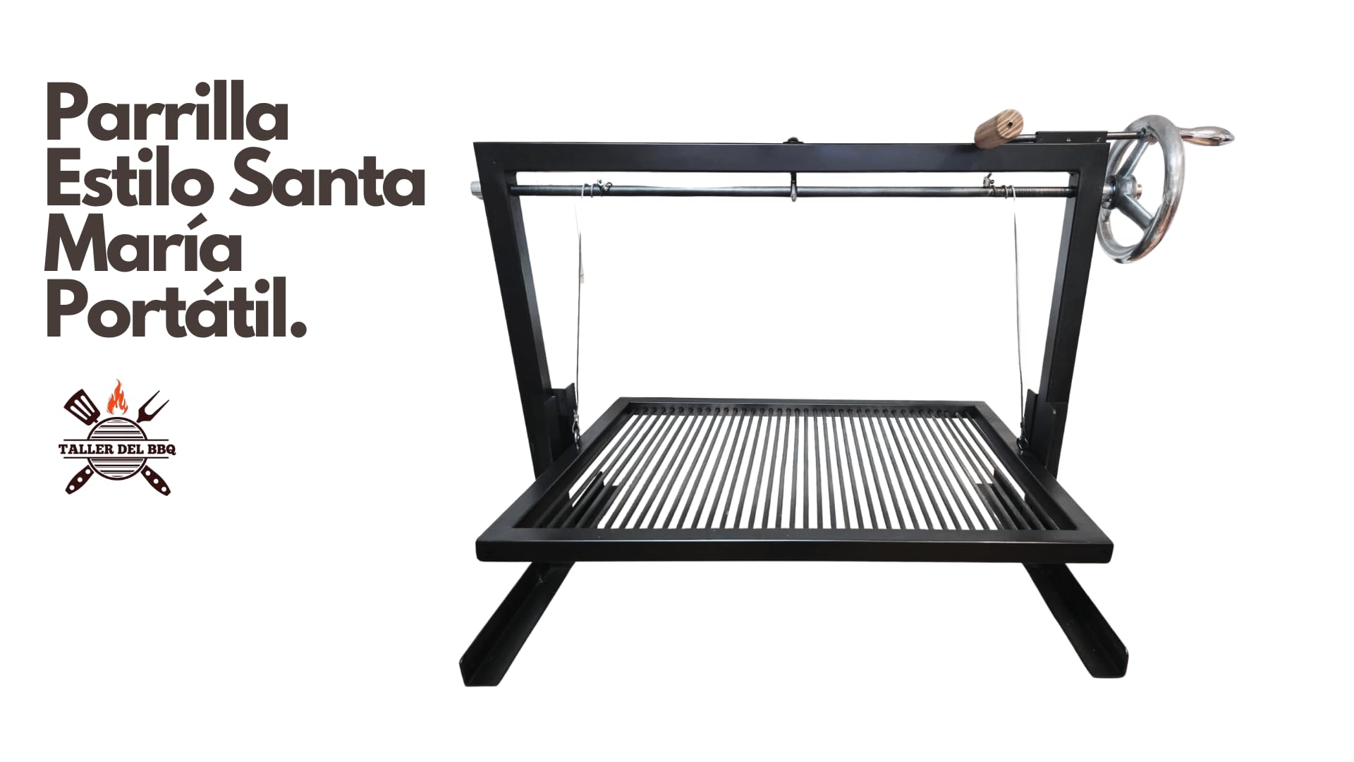 Griglia argentina portatile - Stile Santa Maria - #WorkerDelBBQ Acciaio rinforzato con sistema di sollevamento | Realizzata a mano da officina BBQ | Per legna o carbone