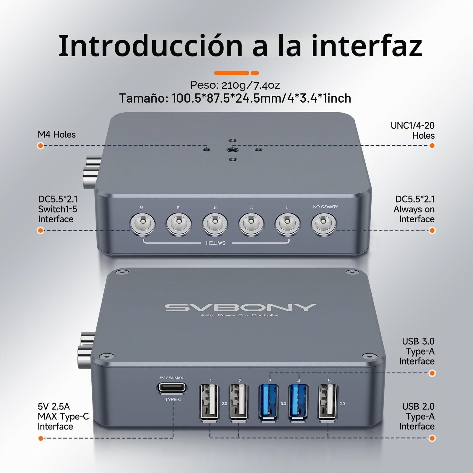 Svbony SV241 Pro Telescopio Administración Caja de Energía para Adultos, Accesorio para Telescopio, USB 3.0 + CC Fotografía Astronómica Adaptador de Controlador, para Fotografía de Cielo Profundo