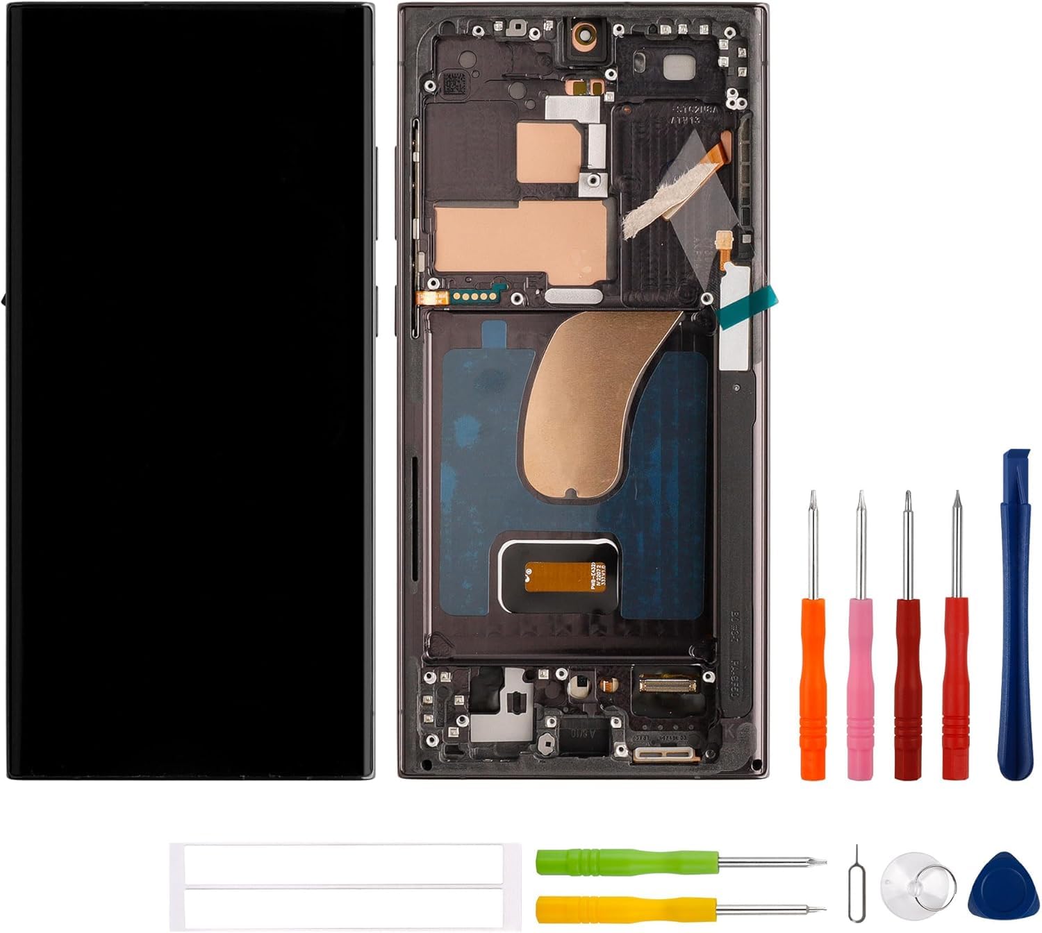 Nowy zamiennik wyświetlacza OLED do Galaxy S23 Ultra SM-S918B z zaktualizowanym zestawem narzędzi naprawczych [z ramką] [obsługa funkcji linii papilarnych]