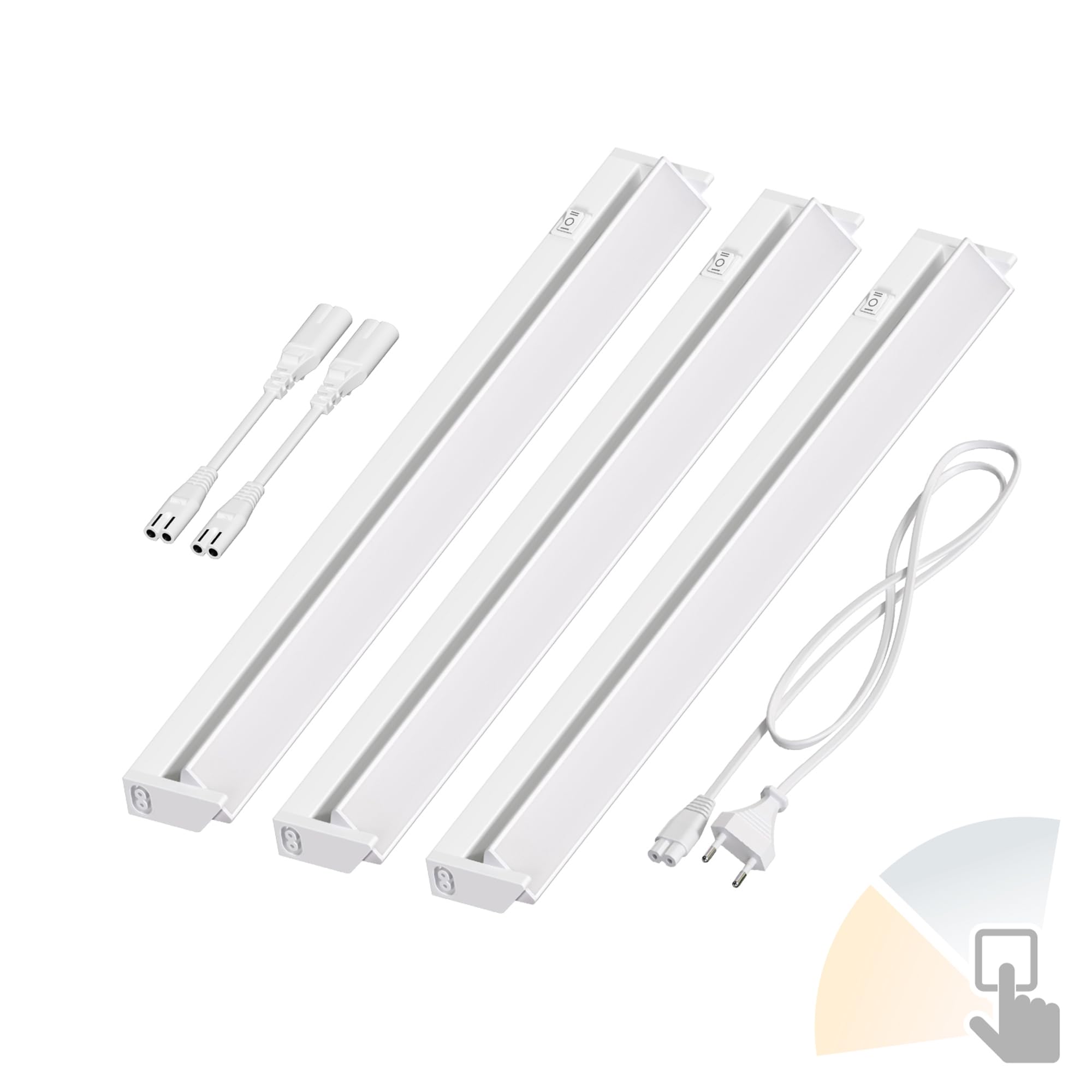ledscom.de LED Unterbauleuchte LIWO 58cm, schwenkbar, je 958lm, warmweiß/weiß, 3er Set