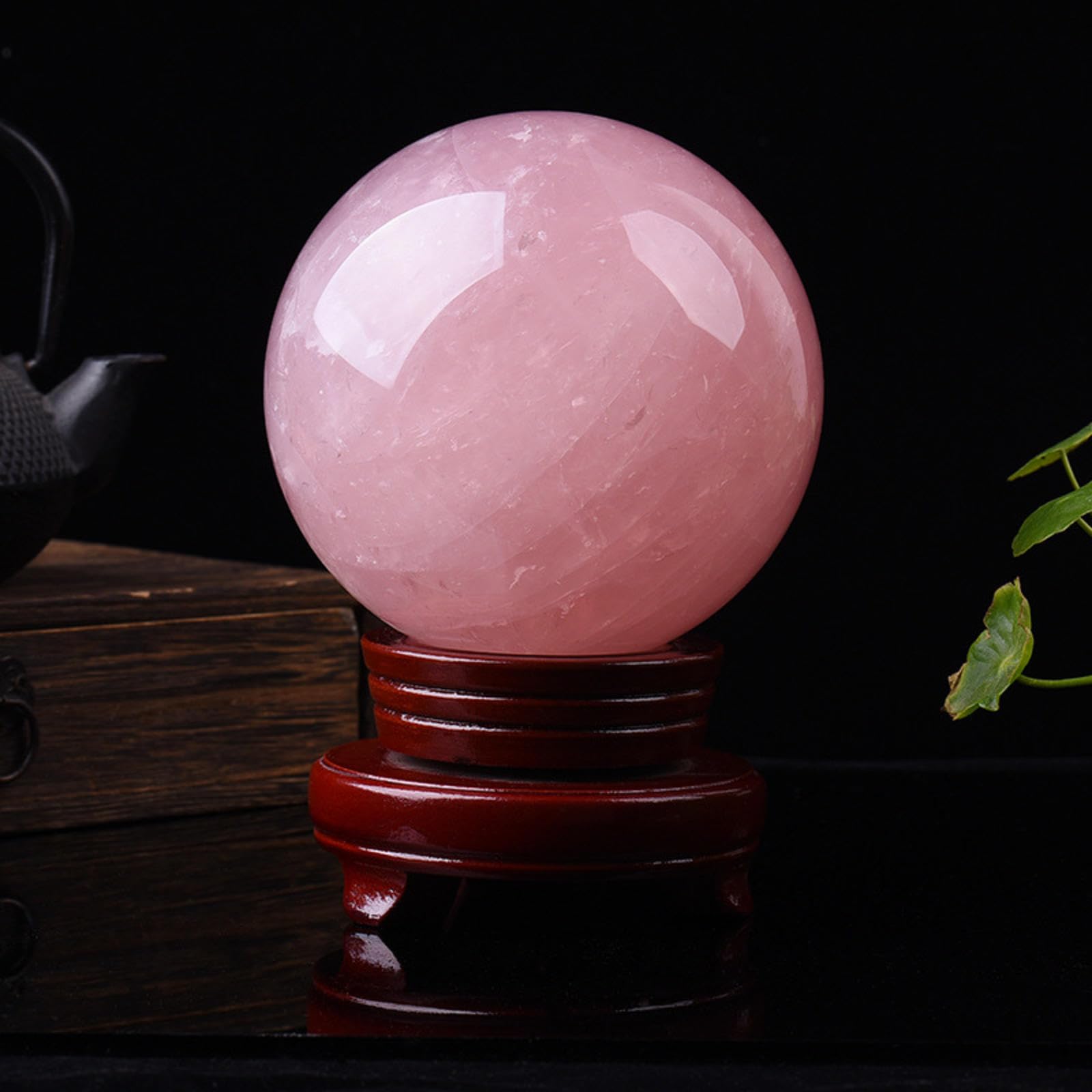NIBHZ Dekor Fotografie Ball Natürliche Rosa Kristallkugel Ornamente Stadthaus Glücksliebe Kristall Rosa Kontakt Jonglierball,80mm