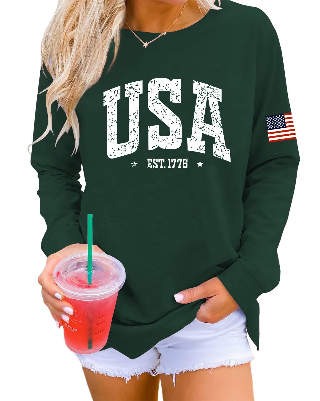 Dressmine Womens USA Graphic Pullover
