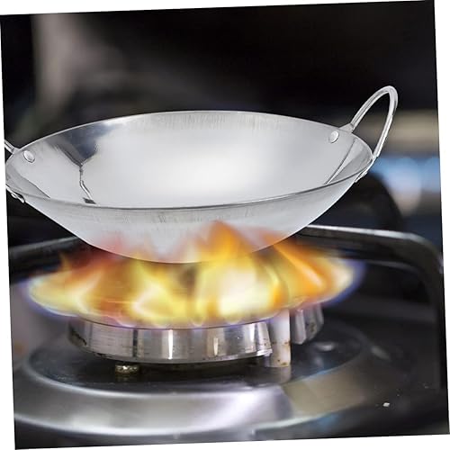 Miniatura 3 de VINTORKY Plancha de acero inoxidable, olla caliente de acero inoxidable, wok de nido de abeja, olla de cocina de doble asa, sartén para freír,