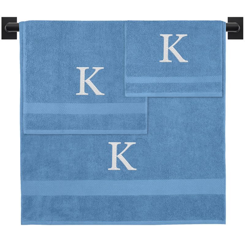 Personalized Passion 3pc Towels Set with Monogram - Super Soft & Highly Absorbent Turkish Cotton Towels for Bathroom, Spa, Pool & Hotels - 1 Bath, 1
