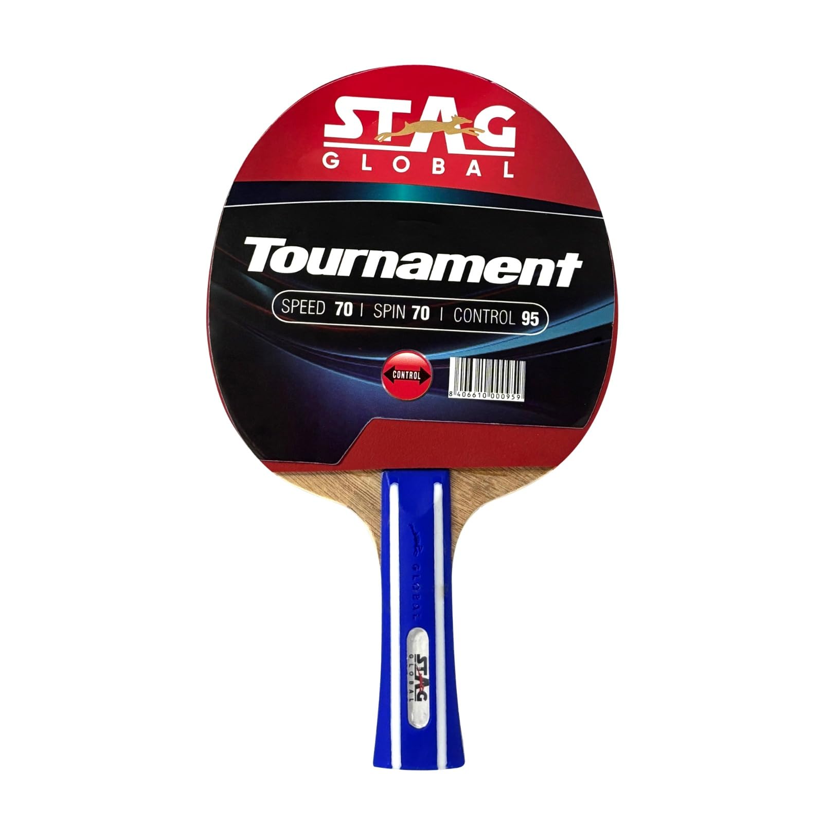 STAG Beginner ITTF Approved Rubber Tournament Table Tennis Racquet, Multicolour, 156 grams