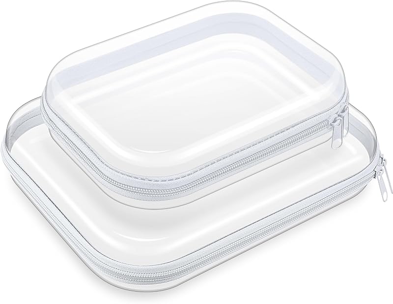 Ceenna 2 Necessaires transparentes com zíper e estrutura rígida, tamanhos grande e médio