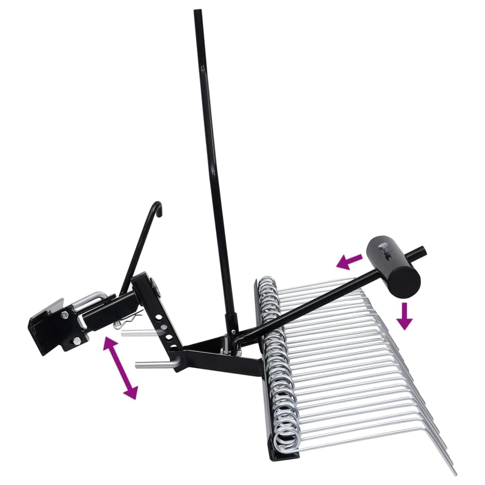 Gecheer Arieggiatore per Tosaerba Portatile, Rimozione Muschio e Paglia, Larghezza 109 cm, Acciaio Zincato, Scarificatore Prato per Giardini Grandi