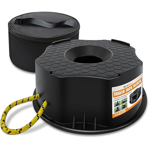 RV Trailer Jack Block with Bag, Camper Stabilizer Blocks for Travel Trailer, Use for Any Tongue Jack, Post, Foot, 5th Wheels, Round or Square or Scissor Stabilizer, 1 PC