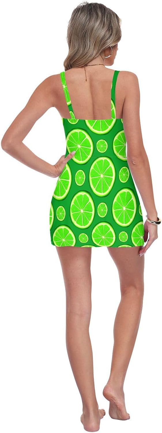 Fruit Lemon Green Women's One Piece Swimsuits Tummy Control Bathing Suits S A2302878