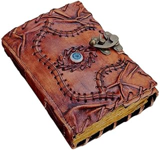 Hocus Pocus Leather Book Vintage Leather Journal with Deckle Edge Paper Third Eye grimoire Journal Antique Blank Spell Wiccan Notebook Handmade Horror Special Book of Shadows 7x5 inch