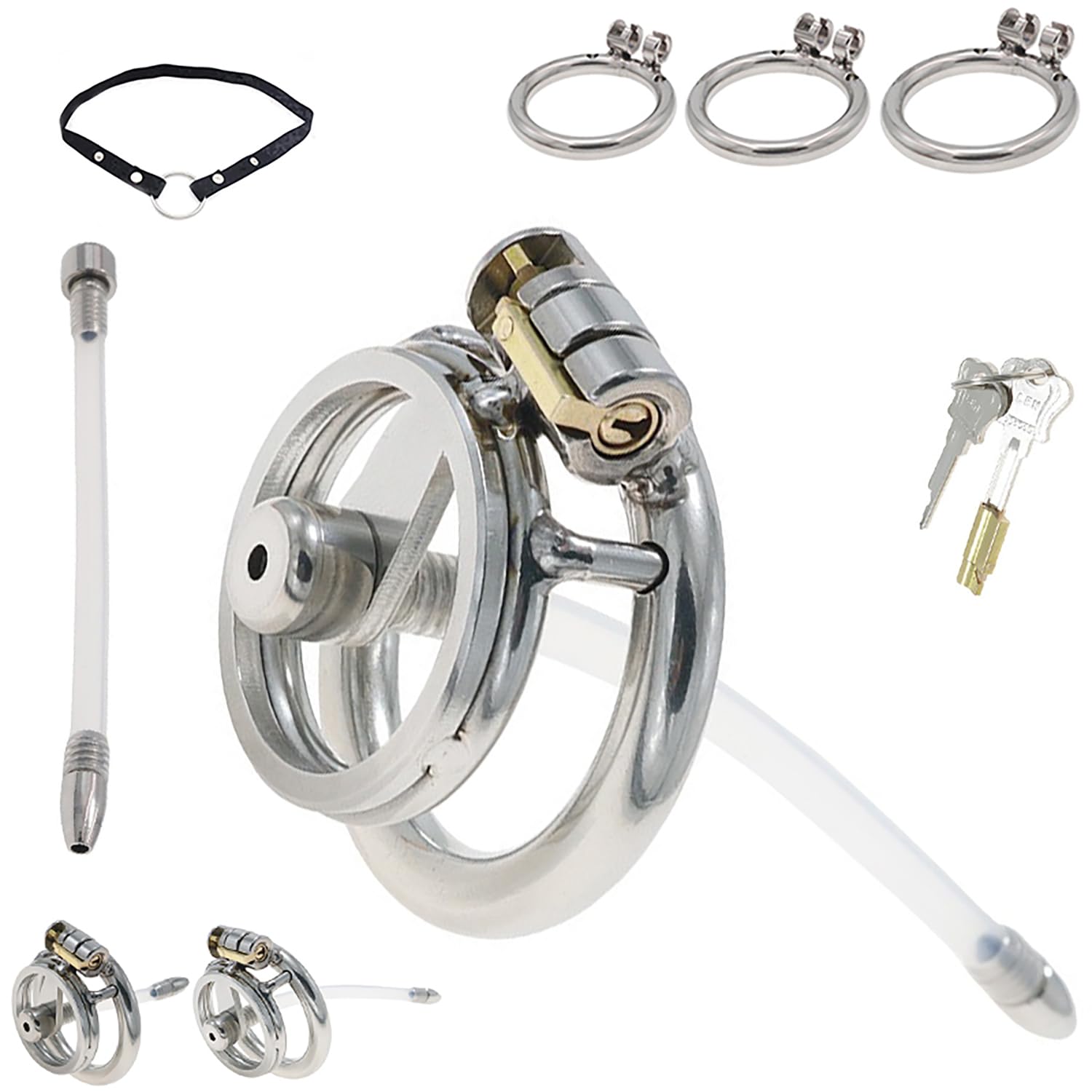 1 Palabra Plana de Acero Inoxidable Baloncesto Deportes Jaula Protectora con Anillo y cinturón y Silicona Tubo Hueco Trompeta Herramienta de Fitness,Silver/b/s
