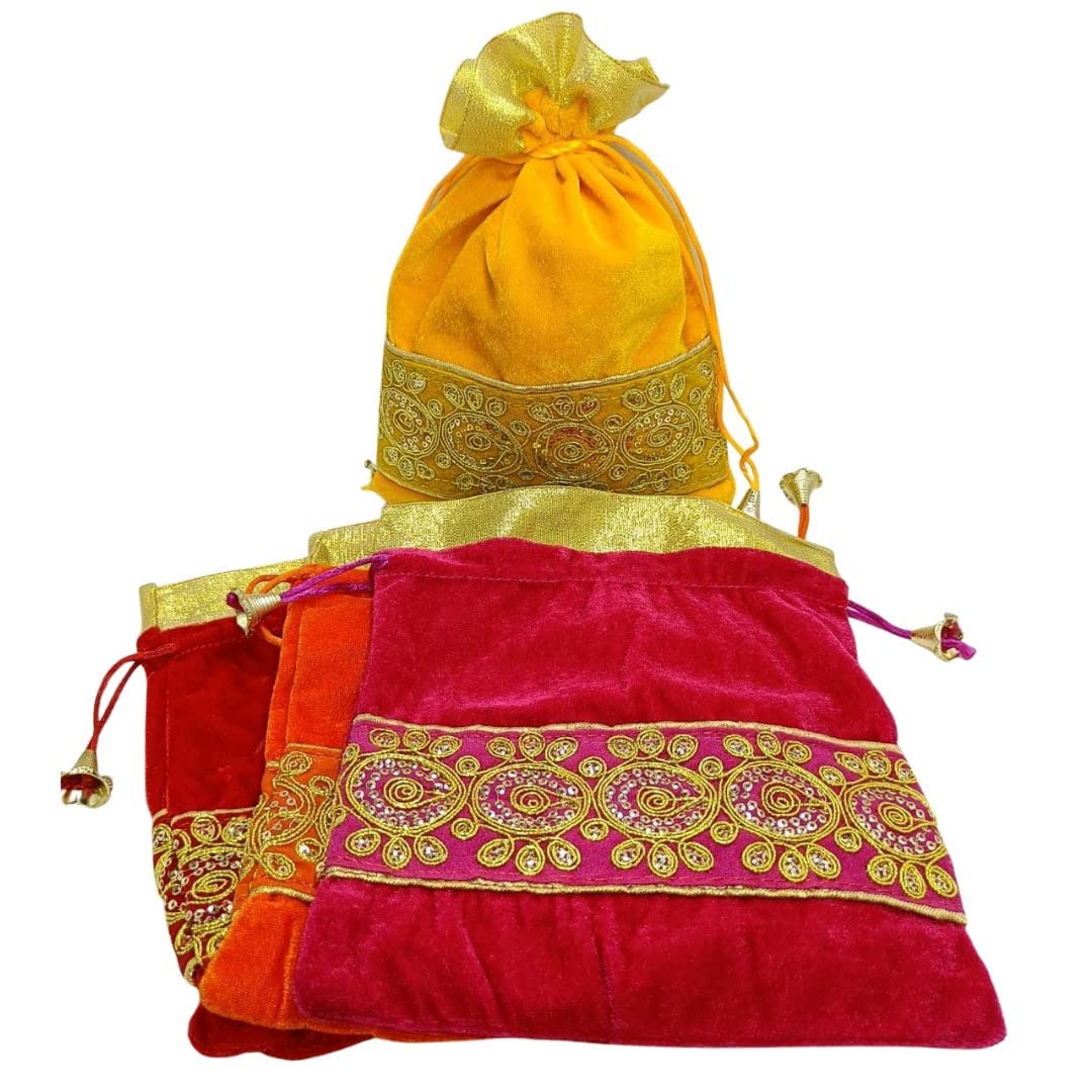 WS Wrap Shap Velvet Lace Womens Potli Batwa Bag Pouch (Multicolour, Set of 50) (B09F71BRNF) Amazon Price History, Amazon Price Tracker