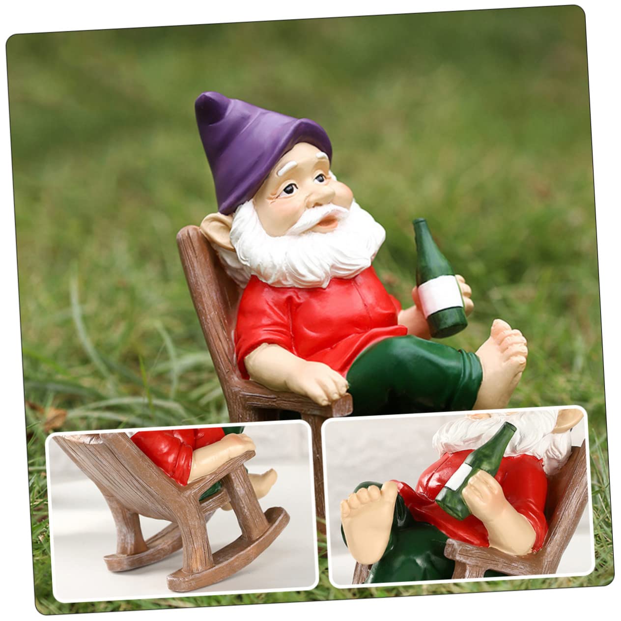 Toddmomy 2 Stück Gartenfigur mit Schaukelstuhl Lustige Dekoration für Außenbereich Harzkunst für Gartenliebhaber Deko für Garten und Terrasse