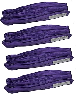 4 Pack 6ft Polyester Rigging Lifting Straps for Hoist Heavy Duty Objects, Poly Endless Round Lift Sling for Hoisting Towing Cargo 2600 Lbs Vertical Capacity 2100 Lbs Choker 5200 Lbs Basket Purple