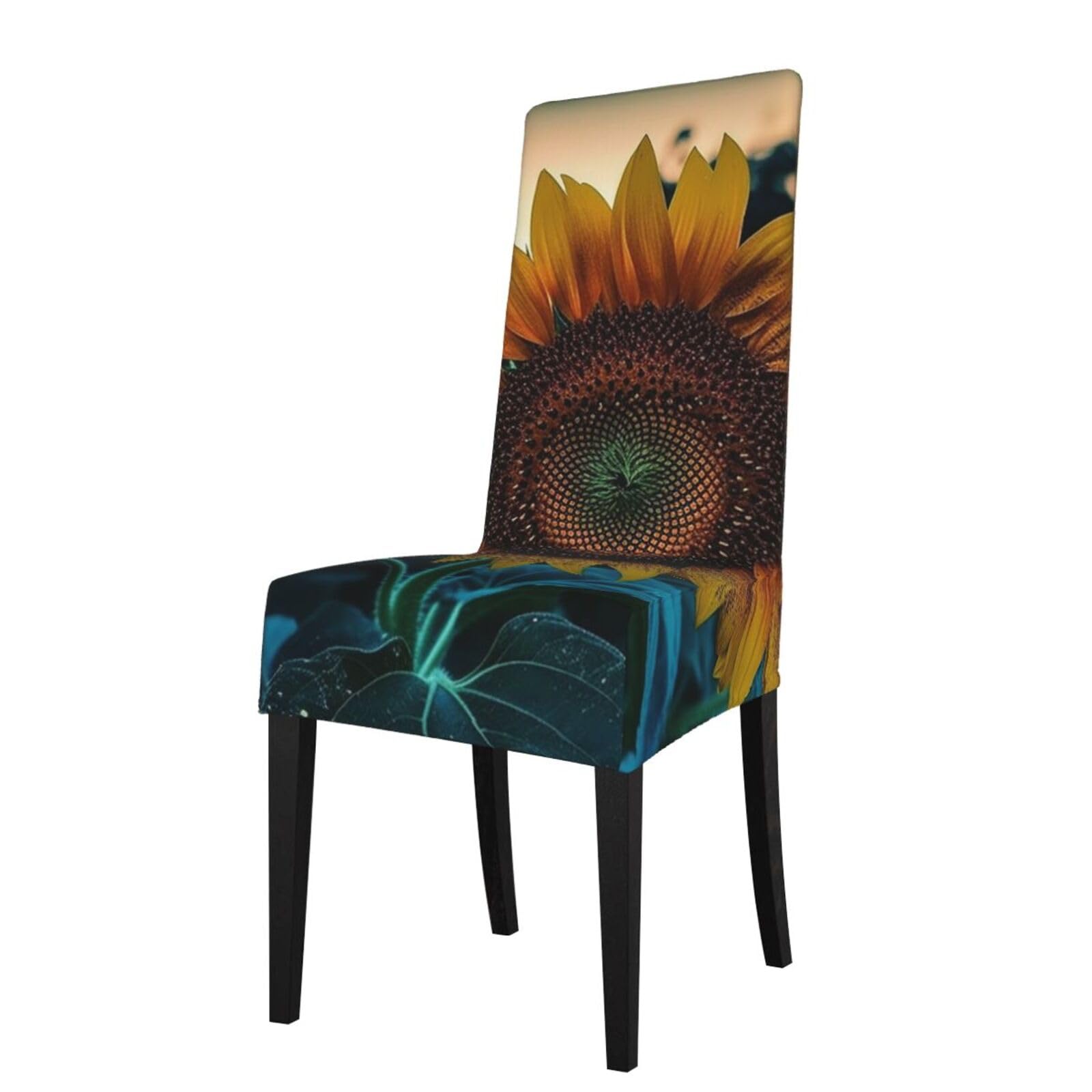 FodPand Stretch Chair Covers for Dining Room, The Most Beautiful Sunflower Chair Seat Covers Washable Detachable Chair Slipcover Chair Protectors Covers for Kitchen,Wedding,Party