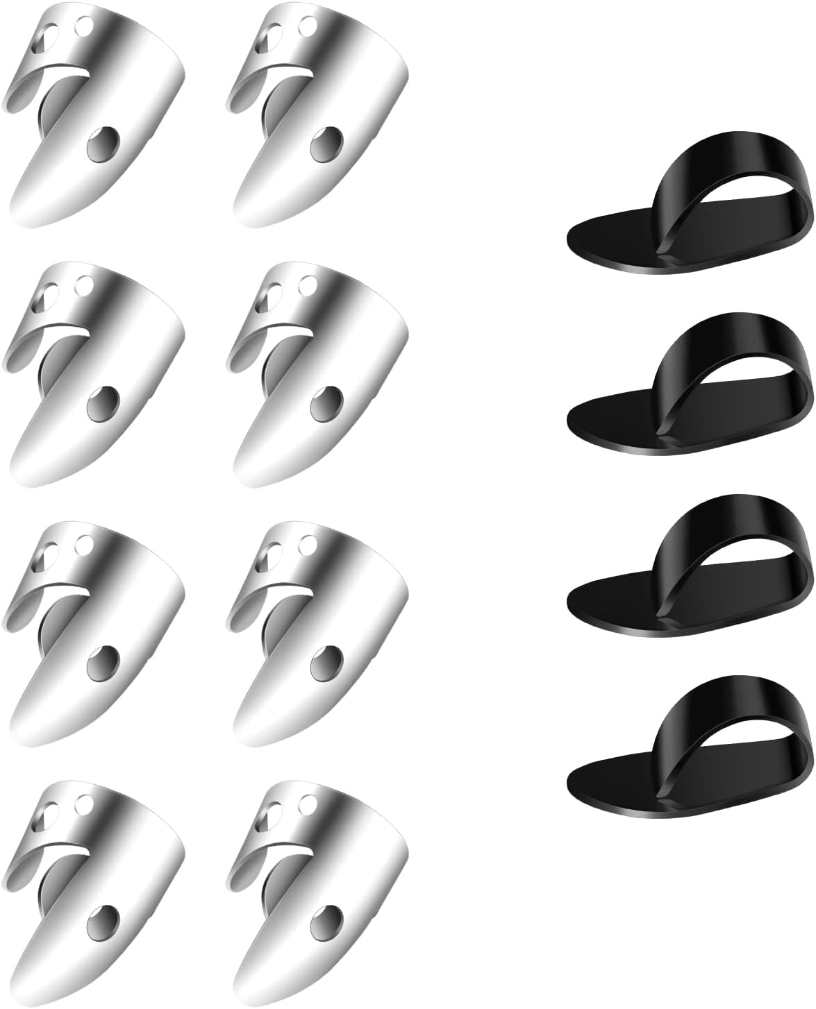 SAVITA 12Pcs Adjustable Finger Picks Set, Including 8pcs Silver
