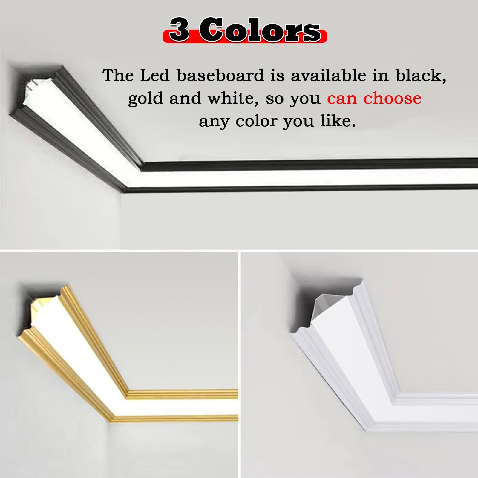 Taza de luz LED Canal de luz LED montado en la Superficie, Canal LED de Aluminio para baño/gabinete/Corredor/estantería, iluminación de moldura de Corona para Techo/Pared/Suelo(2m/6.6ft)