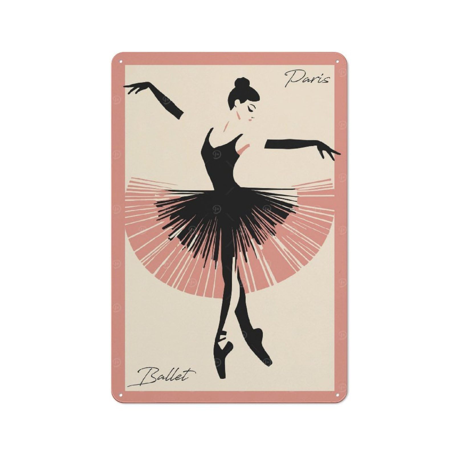 Junmoney Style-2 Paris Ballet Dancer Retro Tin Wall Plaque 30X20cm For Hobby Room Or Studio, New Home Wall Decor For Hobby Room Decor Fans