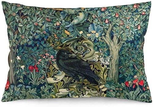 Greenery - Fundas de almohada decorativas de terciopelo con diseño de animales del bosque, zorros y faisán, diseño floral verde, William Morris, 12 Greenery - Fundas de almohada decorativas de terciopelo con diseño de animales del bosque, zorros y faisán, diseño floral verde, William Morris, 12