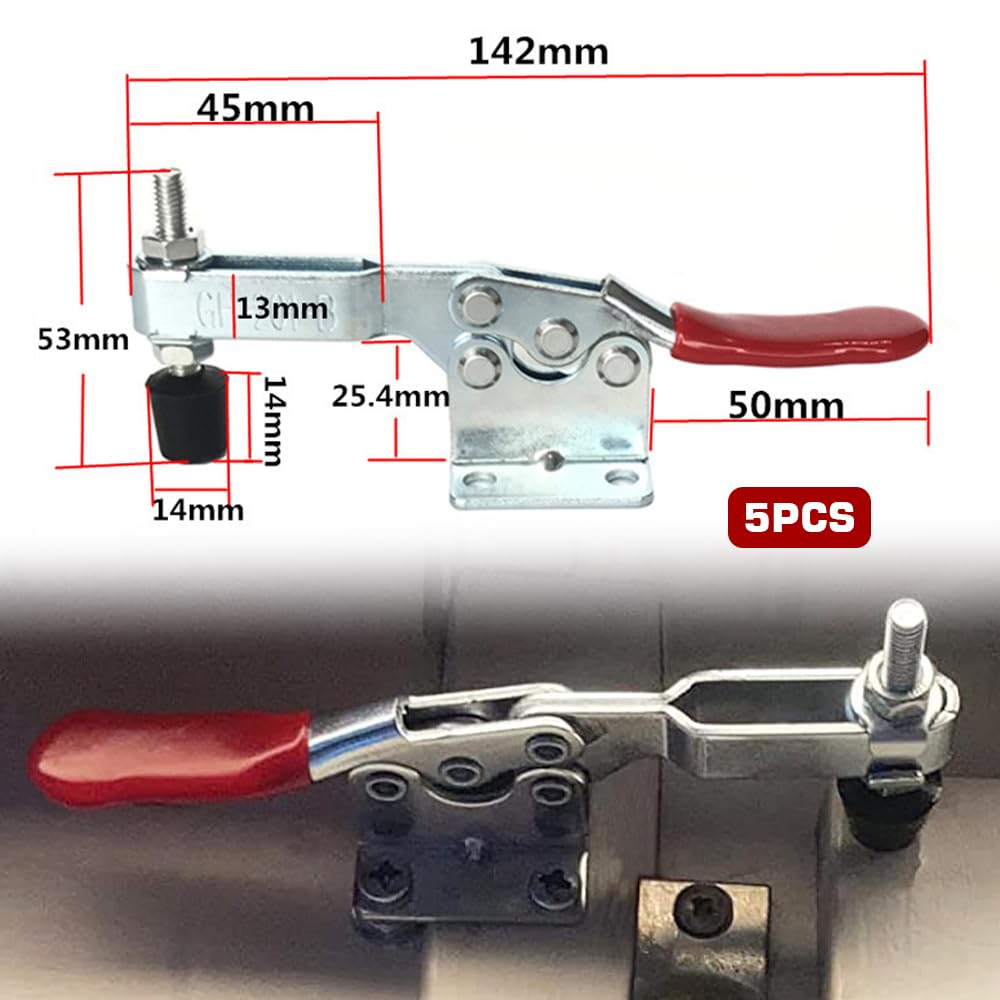 GH-201-B, 5 sztuk napinaczy do dźwigni kolanowej, szybkomocujący, 90 kg, pionowy napinacz do dźwigni kolanowej, Quick Release Clamp do pracy maszynowej, stolarki, spawania