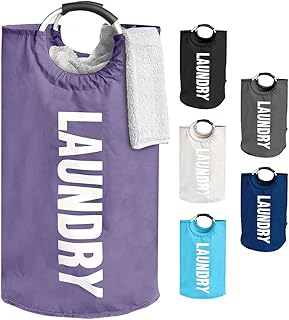 ANSIO Panier à linge, sac à linge de 115 L avec poignées, en tissu Oxford pour chambre et salle de bain – Lavande