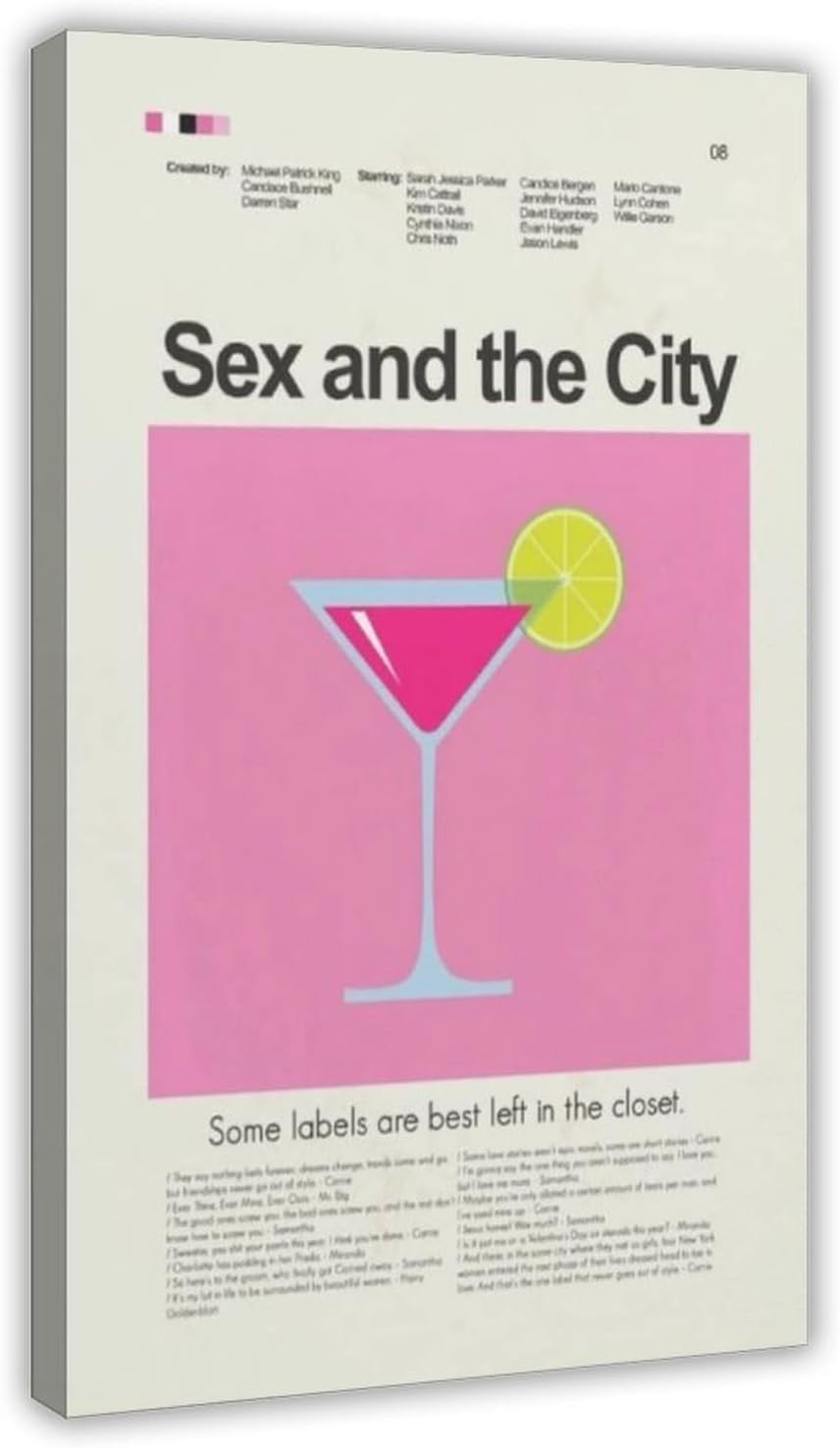 TYPOART Sex And The City TV Show Poster Print Vintage Canvas Posters Wall Decor Paintings for Living Room Bathroom Bedroom Frame 20x30inch(50x75cm)